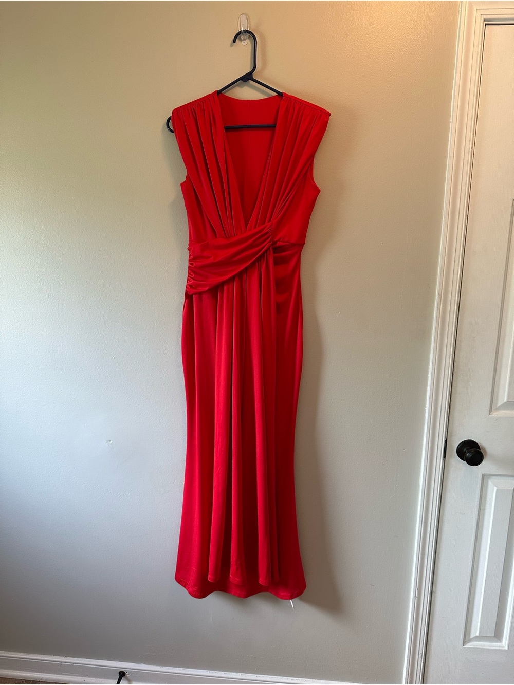 NWT Ekaliy Red Plunge V-Neck Maxi Dress | Elegant Formal Evening Gown